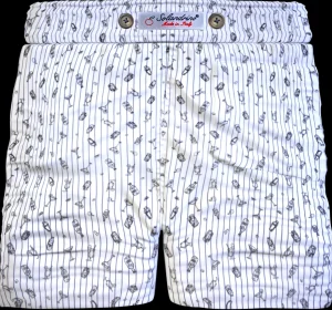 Bermuda Pantaloncino Drink Rigato Box Mare puro Cotone Shorts 2 tasche laterali Made in Italy