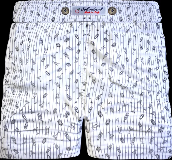 Bermuda Pantaloncino Drink Rigato Box Mare puro Cotone Shorts 2 tasche laterali Made in Italy