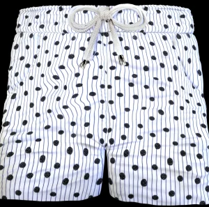 Bermuda Pantaloncino Pois Rigato Box Mare puro Cotone Shorts 2 tasche laterali Made in Italy