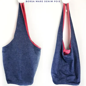 Borsa Mare in tessuto cotone fashion Denim Pois Made in Italy