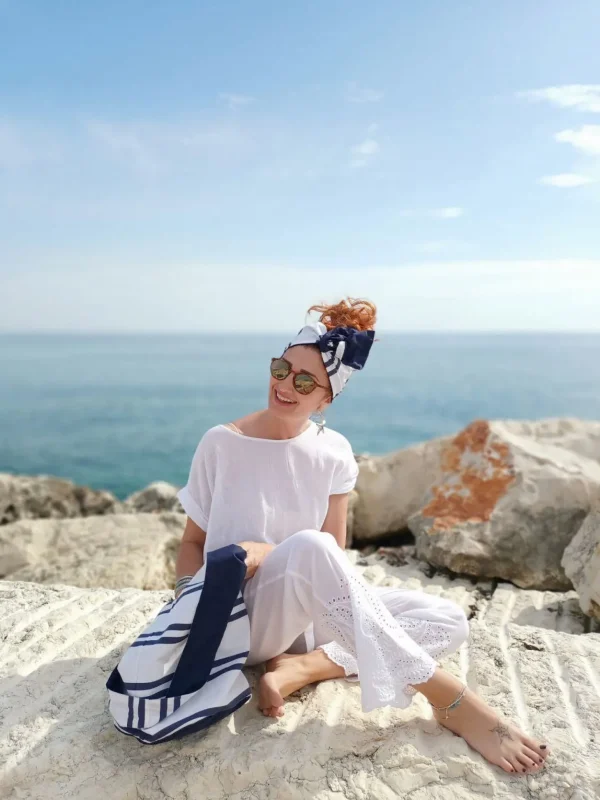 Borsa Mare in tessuto cotone fashion design Marinella Made in Italy