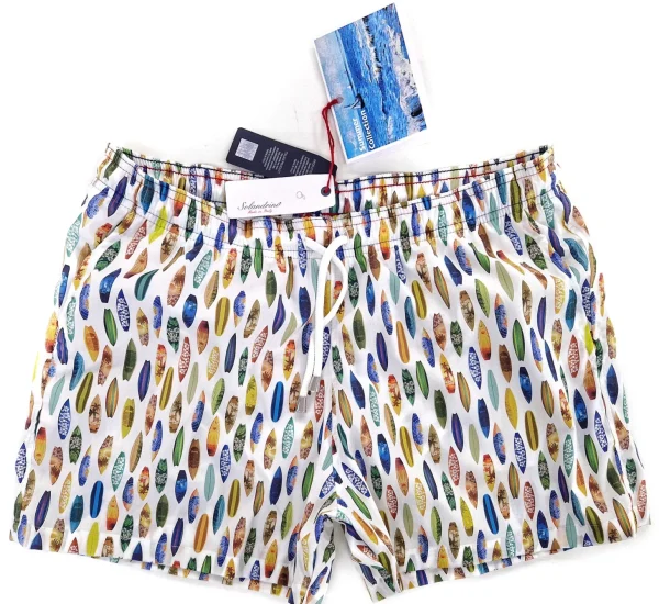Boxer Mare Costume da Bagno Fantasia Tavola Surf Puro Cotone slip interno morbido con 2 tasche laterali Made in Italy