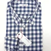 Camicia a quadri blu vaiella puro cotone made in italy