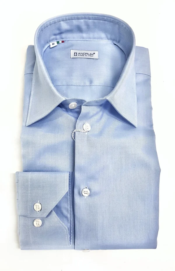 Camicia Azzurra collo classico puro cotone oxford pin point elegante made in italy