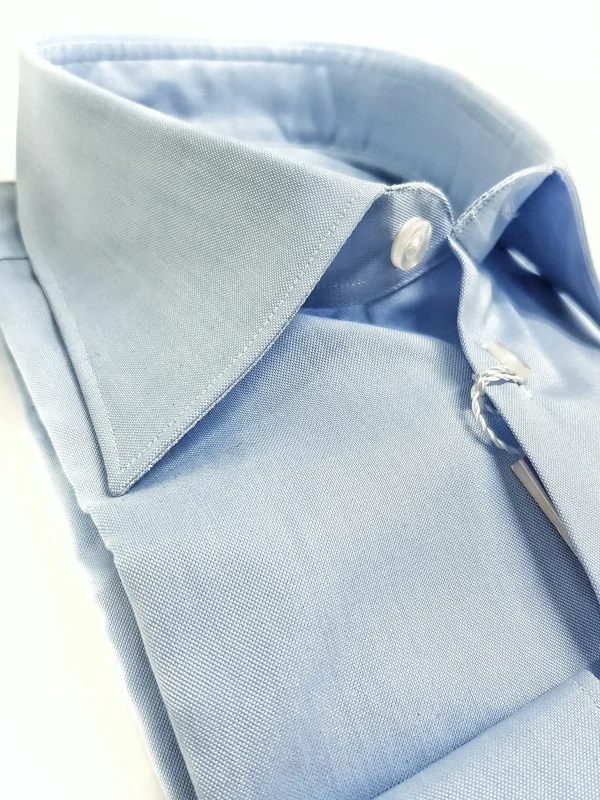 Camicia Azzurra collo classico puro cotone oxford pin point elegante made in italy