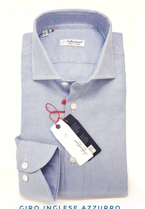 Camicia Azzurra puro cotone nido d'ape giro inglese