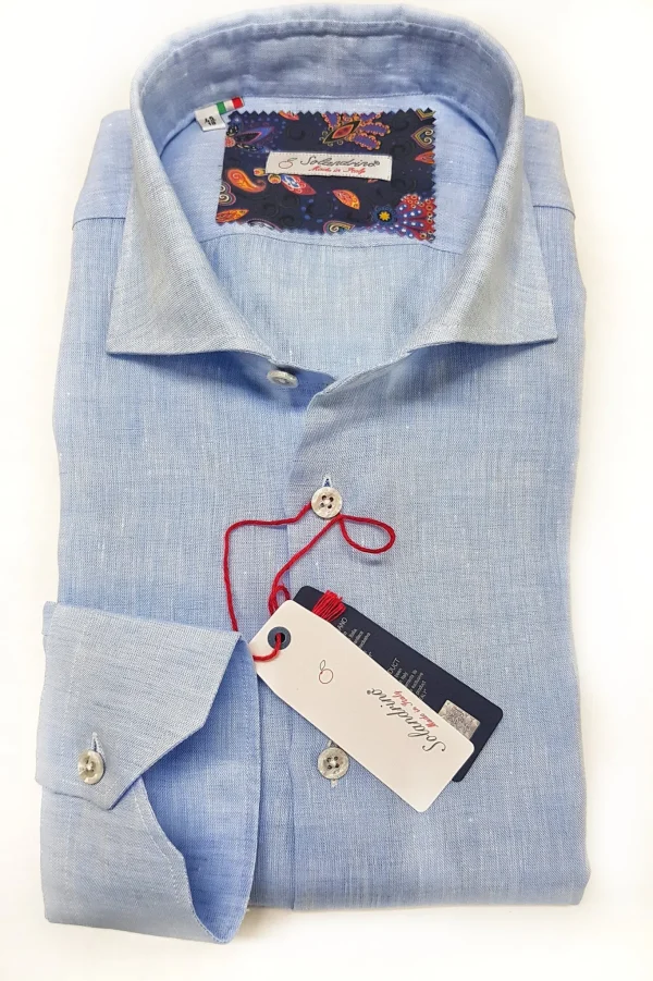 Camicia Azzurra puro Lino made in Italy - Light blue Linen Shirt