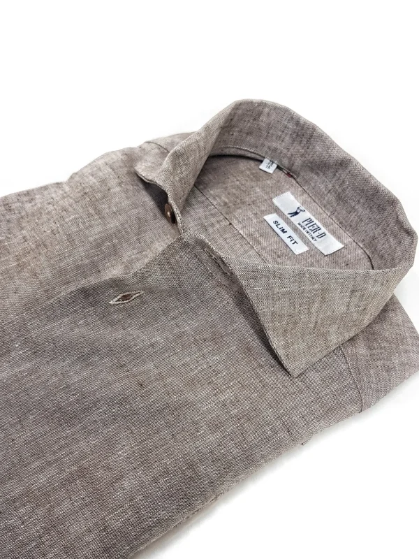 Camicia beige sabbia  puro Lino made in Italy - light brown Linen Shirt