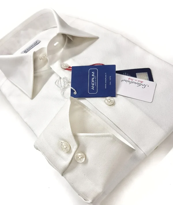 Camicia Bianca Nido d'ape PIN POINT cotone armaturato made in italy