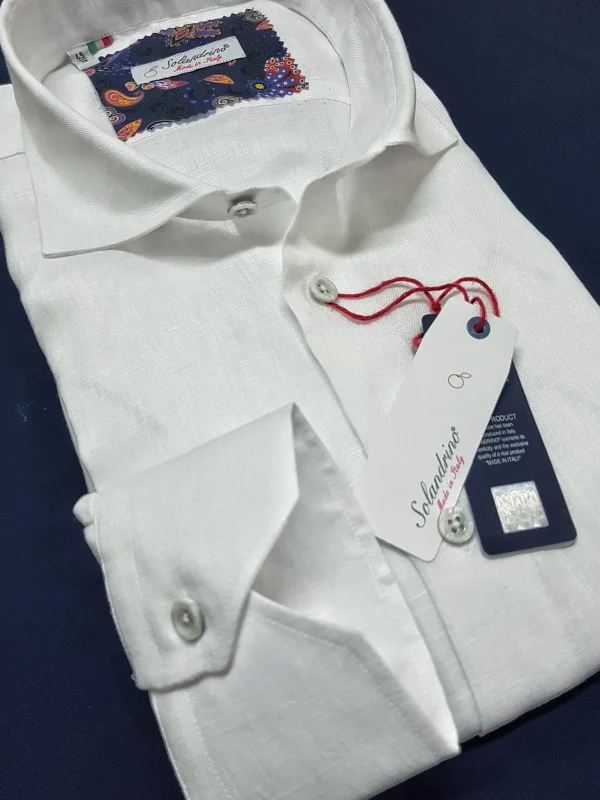 Camicia Bianca Puro Lino Made in Italy - white Linen Shirt