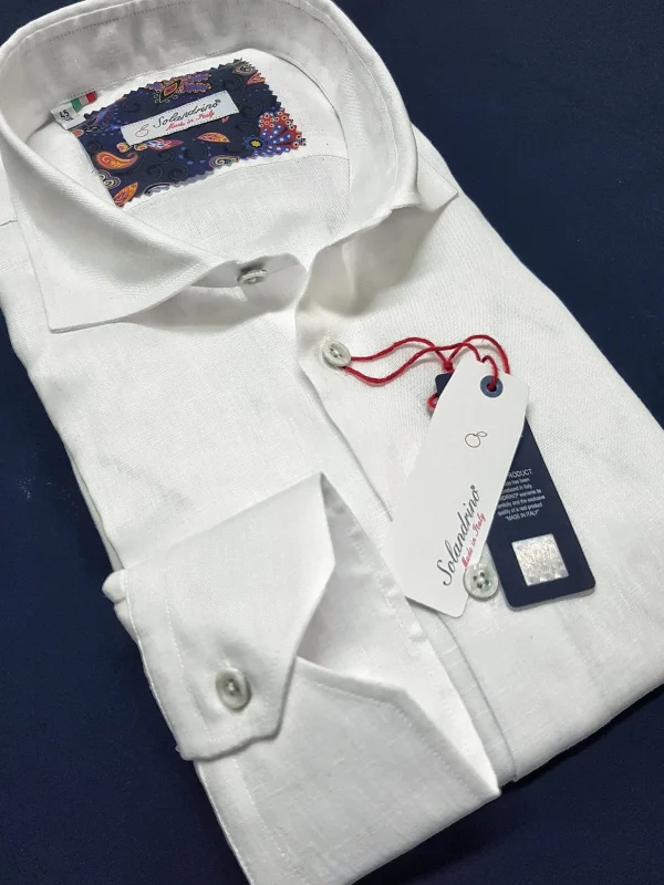 Camicia Bianca Puro Lino Made in Italy - white Linen Shirt