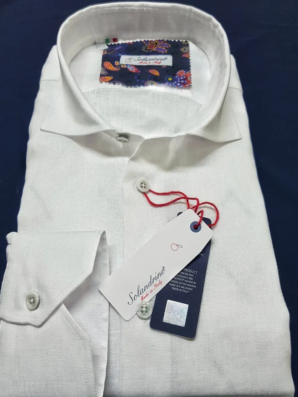Camicia Bianca Puro Lino Made in Italy - white Linen Shirt
