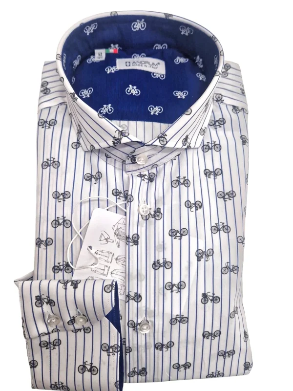 Camicia Bike Fantasia Bicicletta Rigata Made in Italy
