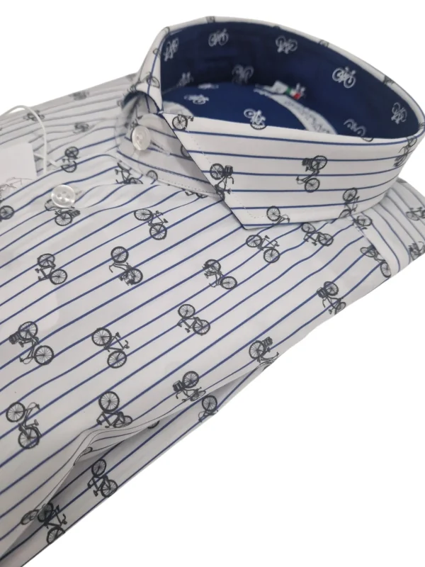 Camicia Bike Fantasia Bicicletta Rigata Made in Italy