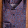 Camicia blu cotone fantasia floreale cachemire elegante made in italy