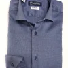 Camicia Blu Denim brillante NO STIRO - puro cotone Nido d'ape