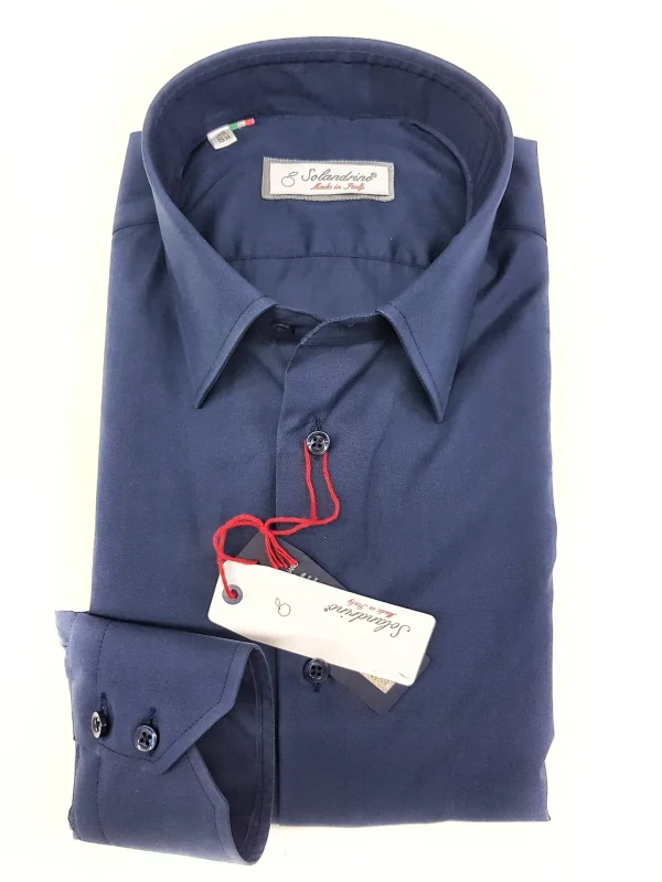 Camicia blu popeline cotone made in italy Blue Navy shirt