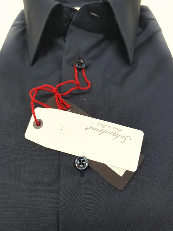 Camicia blu popeline cotone made in italy Blue Navy shirt