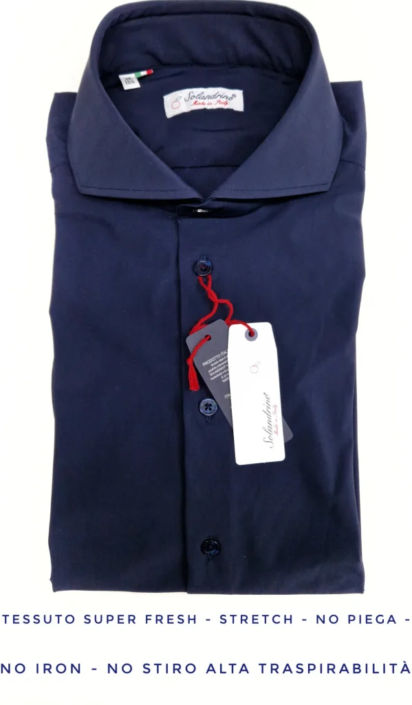 Camicia Blu Stretch No Stiro No Piega No Iron anti alone made in italy massima traspirabilità