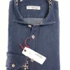 Camicia blue jeans inserti fantasia denim stone wash puro cotone made in italy