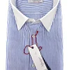 Camicia Club Man collo e polso bianco su rigato bianco azzurro made in Italy stripe shirt