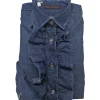 Camicia Donna Rouge Denim con Rouge puro cotone DENIM  blu FANTASIA bordeaux made in italy navy blue woman shirt