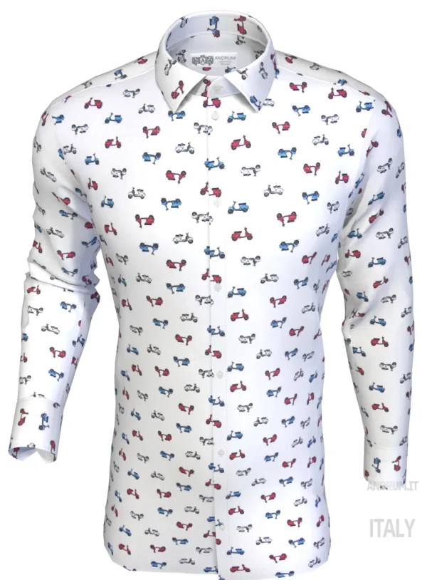 Camicia fantasia Vespa design puro cotone made in italy