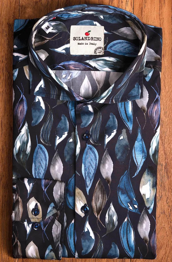 Camicia Fashion cotone fantasia foliage cotone made in italy