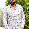 Camicia Fashion cotone fantasia mongolfiera travel cotone made in italy