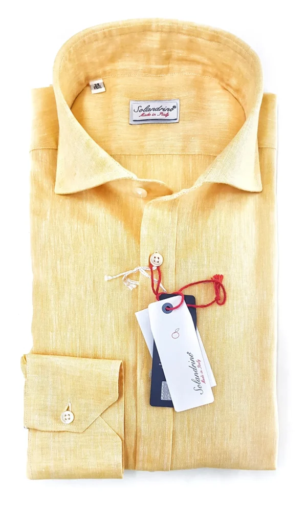 Camicia gialla puro Lino made in Italy - yellow Linen Shirt