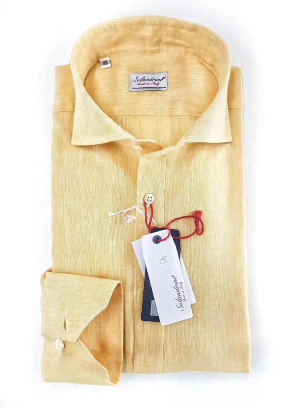 Camicia gialla puro Lino made in Italy - yellow Linen Shirt