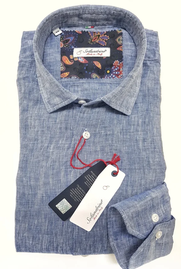 Camicia lino Azzurro made in Italy - Blue Linen Shirt
