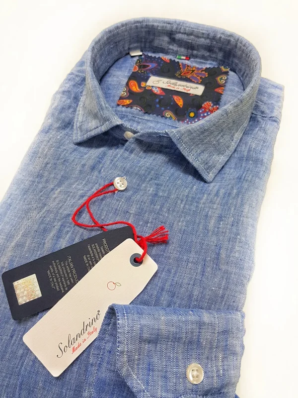Camicia lino Azzurro made in Italy - Blue Linen Shirt