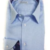 Camicia micro fantasia azzurro inserti fantasia Mongolfiera blu interno collo e polsi alta qualità puro cotone  made in italy