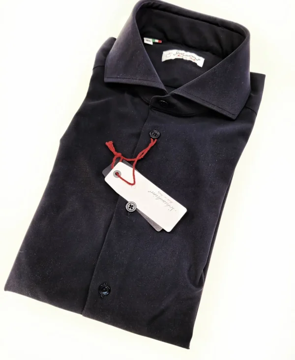 Camicia Nera Stretch No Stiro No Piega No Iron Anti Alone Made in Italy Massima Traspirabilità