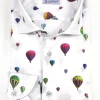 Camicia puro cotone fantasia mongolfiera travel cotone made in italy hot air ballon design
