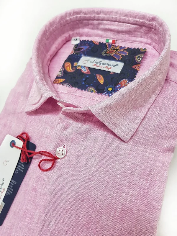 Camicia Rosa puro Lino made in Italy - Pink Linen Shirt