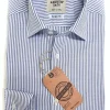 Camicia uomo a righe azzurre puro cotone panama made in italy