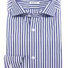 Camicia Uomo alta qualità puro cotone a righe blu navy made in Italy