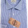 Camicia uomo basic a righe azzurra 100% cotone made in italy