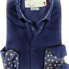 Camicia uomo blu con inserti  puro cotone made in Italy Blue Navy shirt