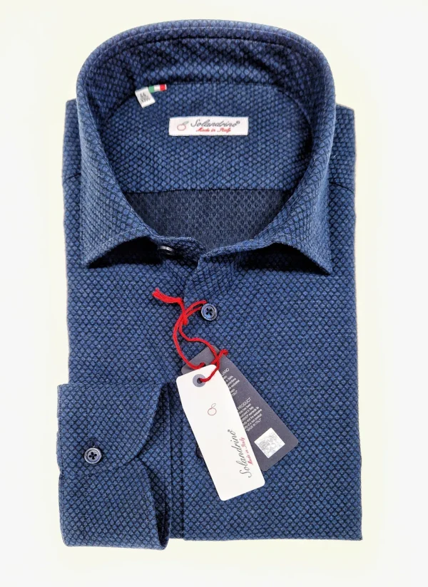 Camicia uomo jeans blu denim FANTASIA FASHION  puro cotone made in Italy Blue Navy shirt