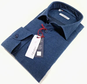 Camicia uomo jeans blu denim FANTASIA FASHION  puro cotone made in Italy Blue Navy shirt