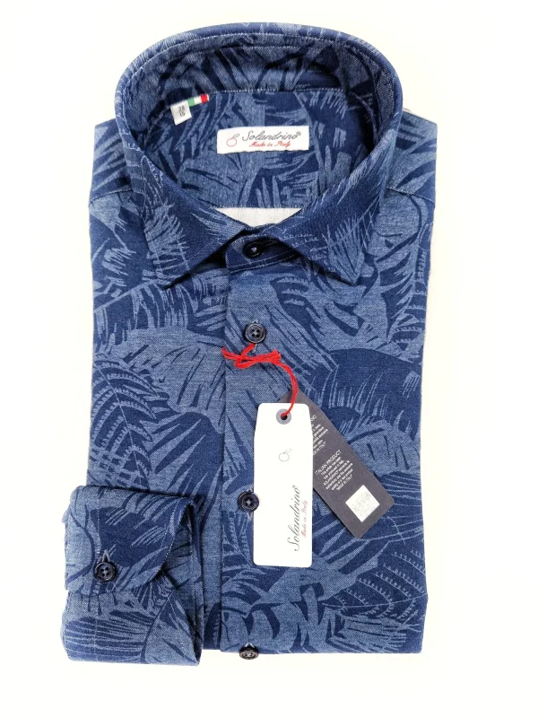 Camicia uomo jeans blu stone wash FANTASIA FASHION  puro cotone made in Italy Blue Navy shirt
