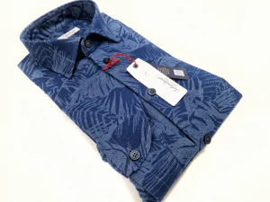 Camicia uomo jeans blu stone wash FANTASIA FASHION  puro cotone made in Italy Blue Navy shirt