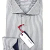 Camicia Uomo puro cotone a righe grigia alta qualità bacchettino rigato grigio titolo 120 made in italy