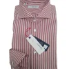Camicia Uomo Rigato rosso bacchettino titolo 120 bordeaux alta qualità pari pari Made in Italy