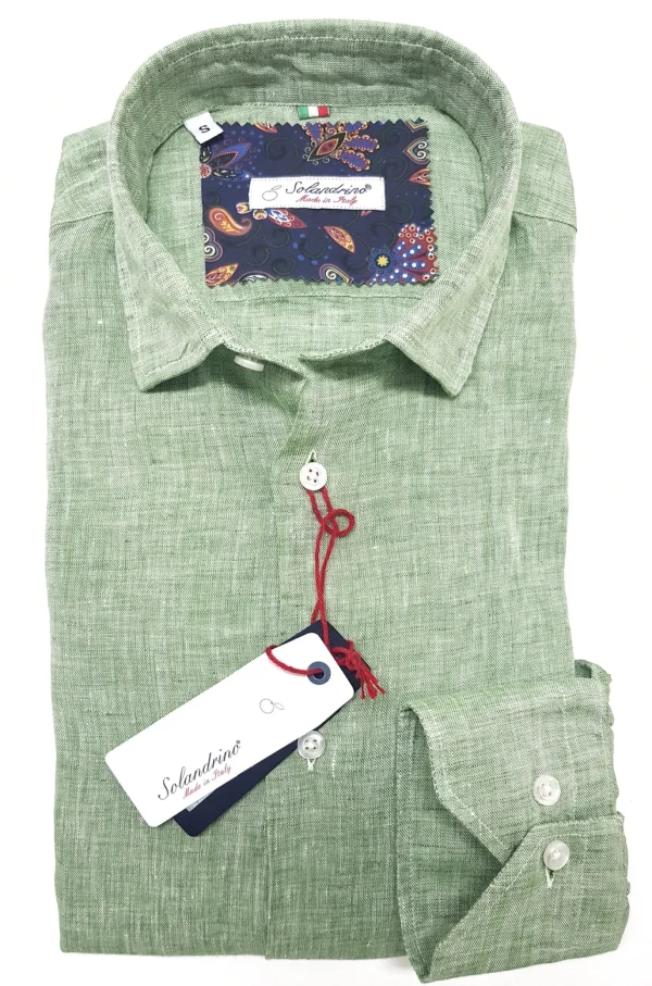 Camicia Verde puro Lino made in Italy - green Linen Shirt