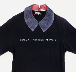 Colletto Donna fashion Design Denim Pois collarino cotone