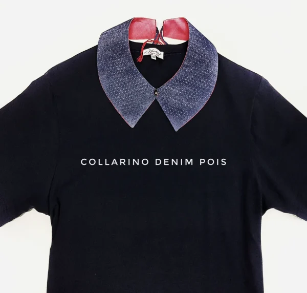 Colletto Donna fashion Design Denim Pois collarino cotone